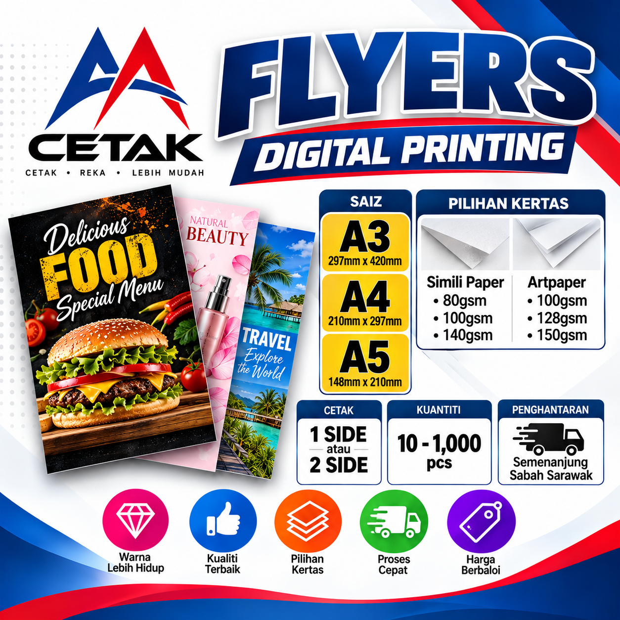 Flyers Printing Malaysia A3 A4 A5 - AA Cetak
