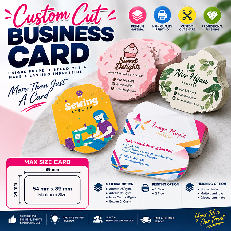 Custom Cut Business Card Printing Malaysia - AA Cetak