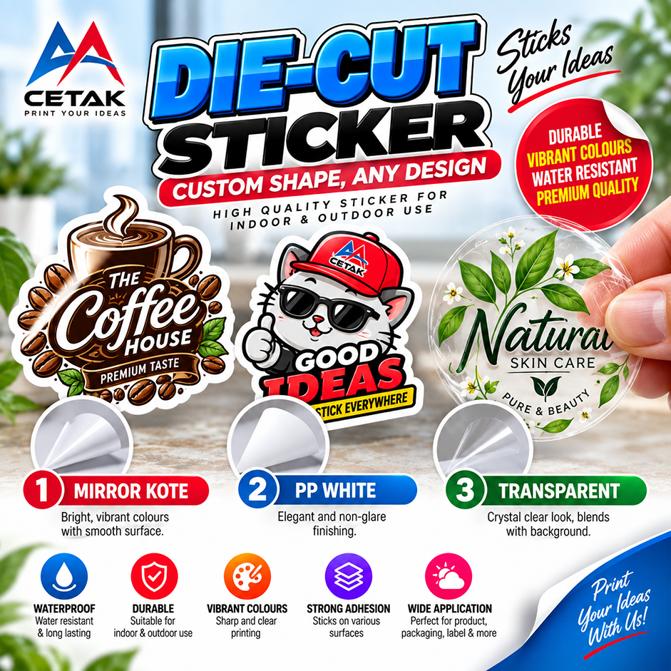 Die-Cut Sticker with Mirror Kote, PP White and Transparent materials