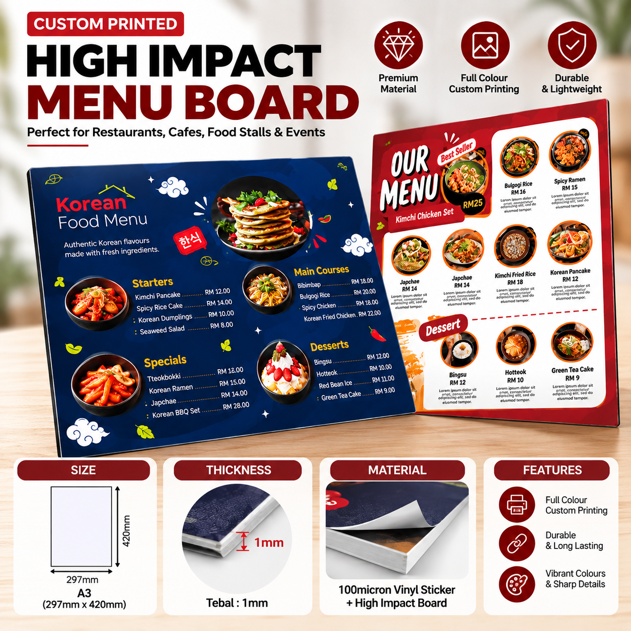 High Impact Menu Board Printing Malaysia | AA Cetak