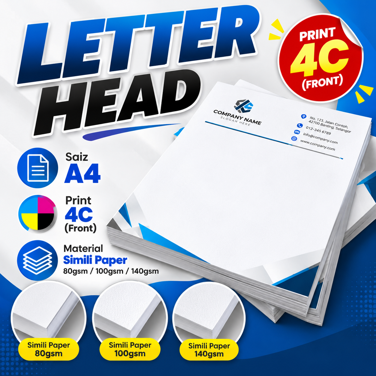 Letter Head Printing Malaysia A4 Simili Paper | AA Cetak