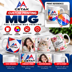 Custom 11oz ceramic mug with full-colour photo and logo printing