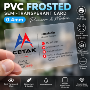 PVC Frosted Card Malaysia semi transparent business card 0.4mm