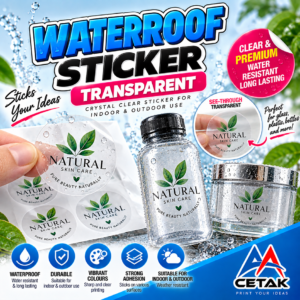 Waterproof Transparent Sticker for bottles and product packaging