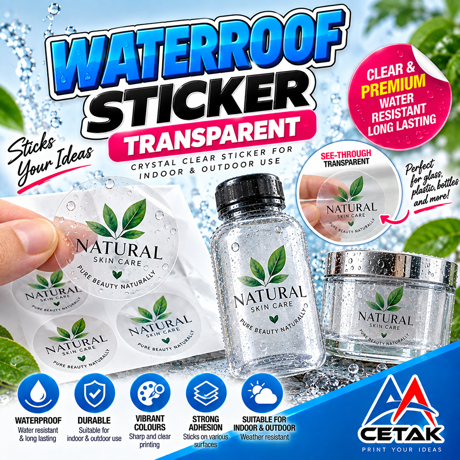 Waterproof Transparent Sticker for bottles and product packaging