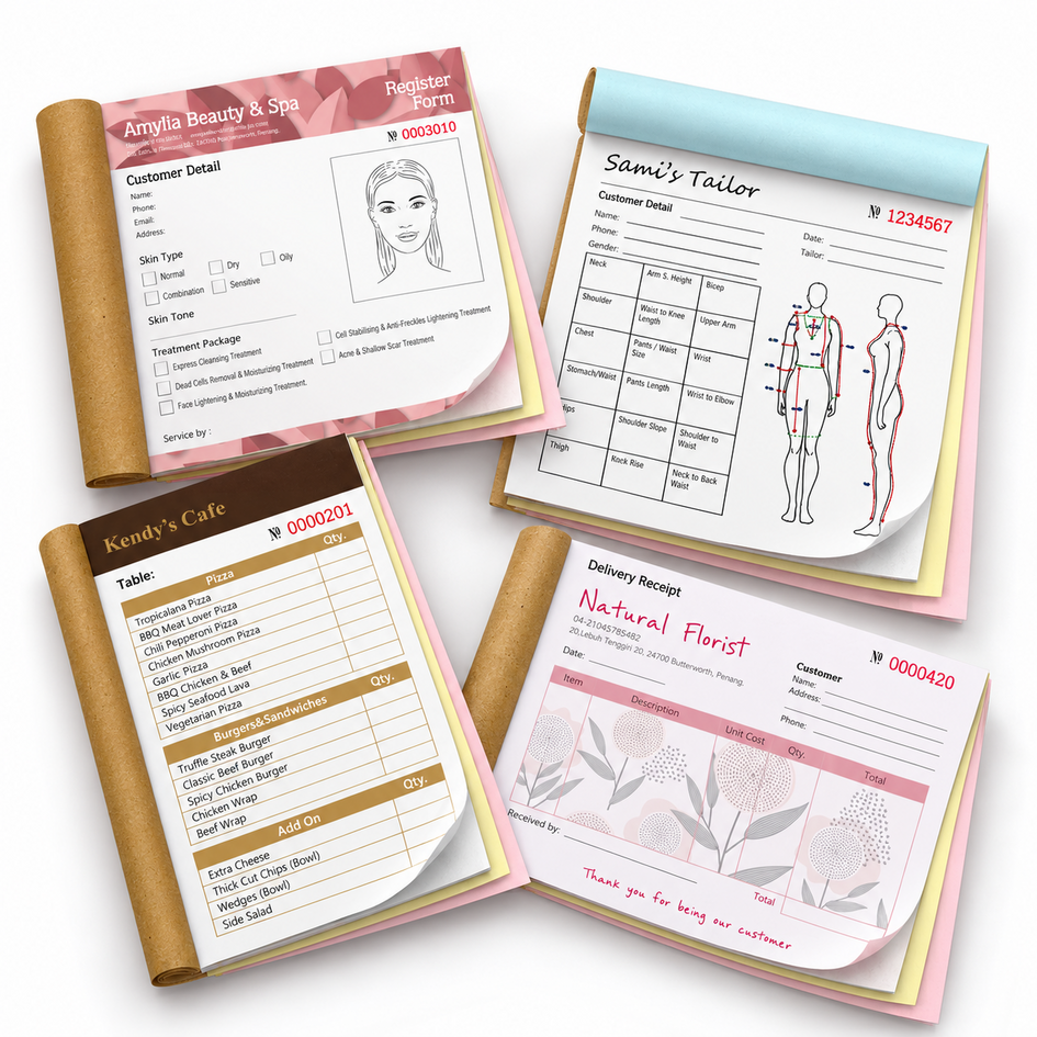 Custom NCR bill book printing for invoices, receipts, order forms and business records